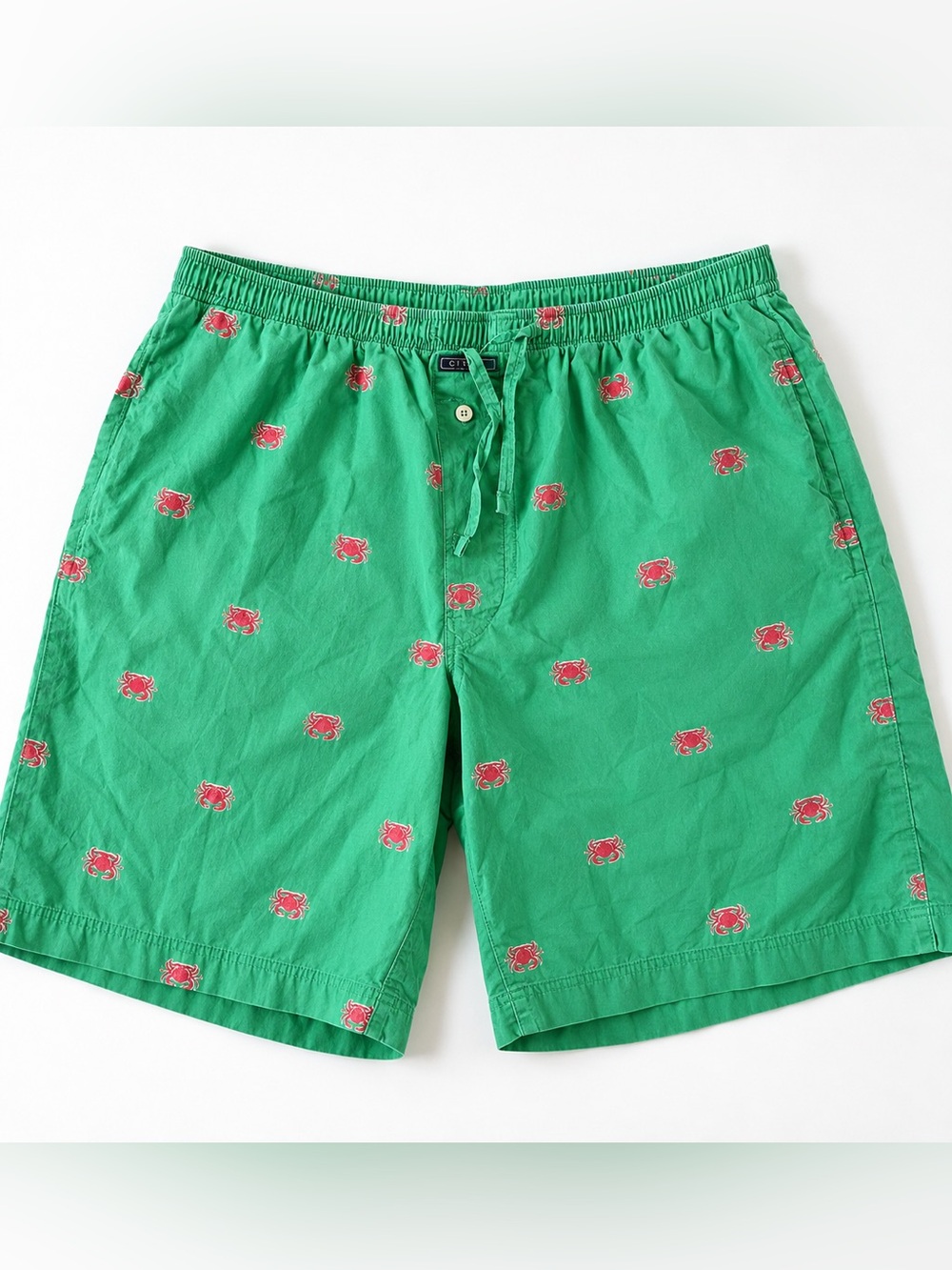 Crown & Ivy Men’s Medium Green Crab Print Shorts Coastal Preppy Beach Resort
